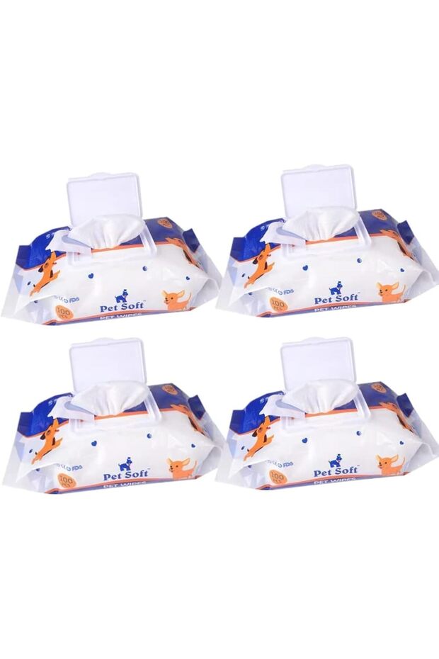 Pet Wipes Cleaning Deodorizing Grooming Wipes Hypoallergenic Puppy Paw Wipes for Doggie Cat Fa