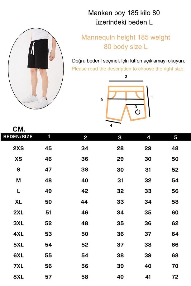 %100 Pamuk Şile Bezi Relaxed Fit Unisex Kısa Siyah Şort - 5