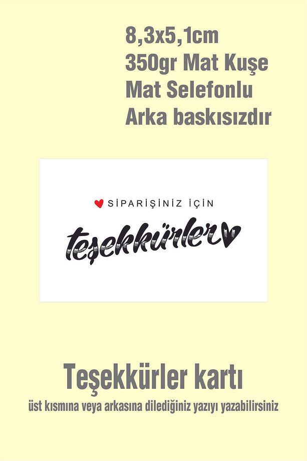 Teşekkürlerrr Kartı 350gr Mat Kuşe/ - 100 Adet 8,3x5,1 Cm - 4