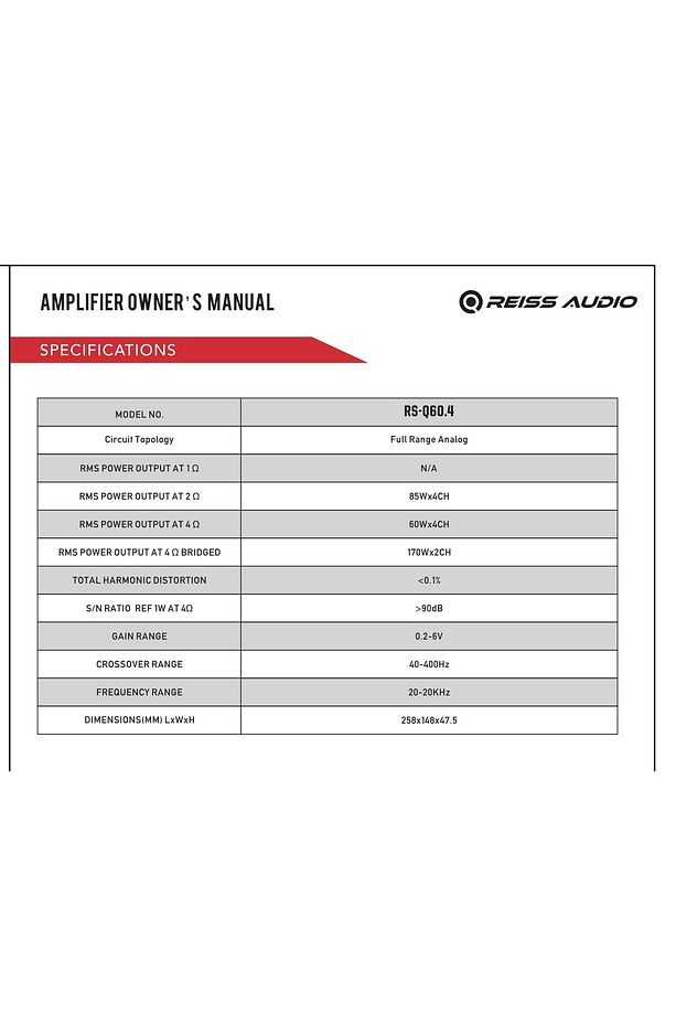 RS-Q60.4 RED 4 KANAL AMFİ 4 OHM 4X60 WATT RMS POWER AB CLASS AMFİ - 7