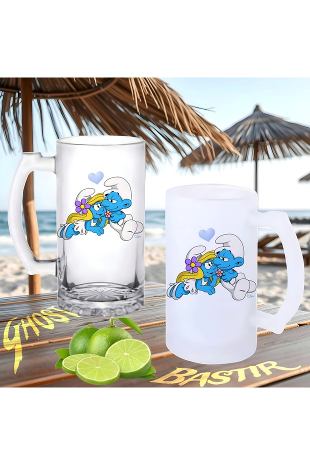 Şirinler buzlu ya da buzsuz bira bardağı - 1