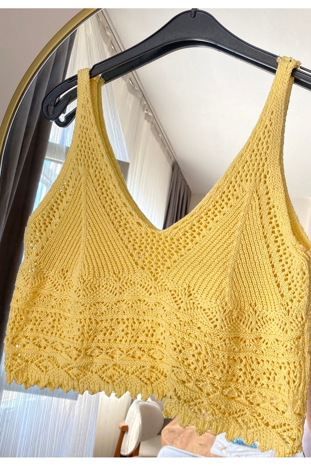 Örgü Model Crop Triko Bluz - 1