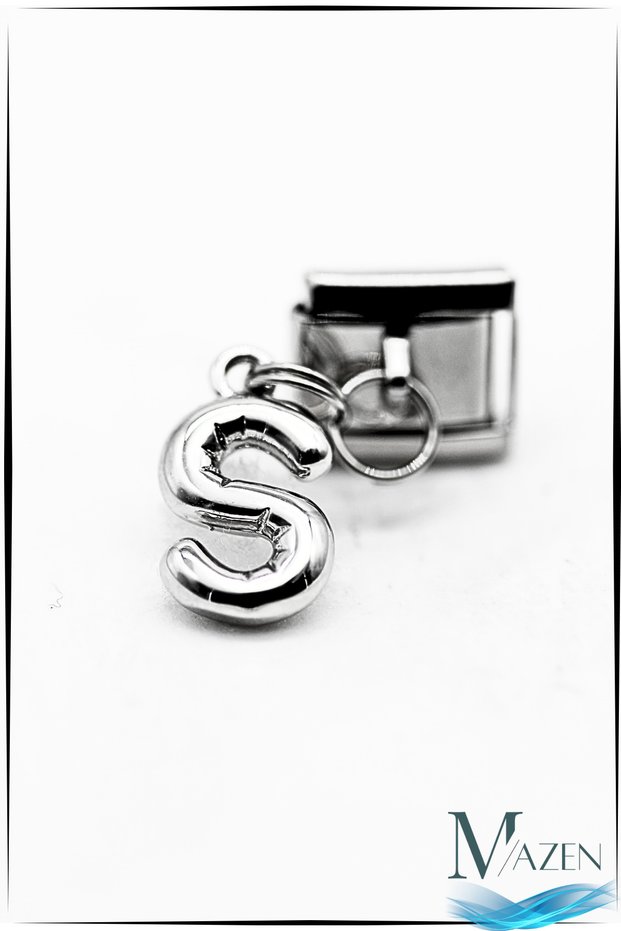 Letter S Hanging Steel Curved Letter Charm – Italian Bracelet Compatible