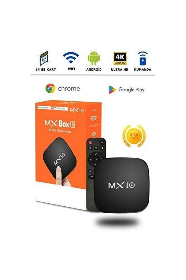 MX10-1GB MX BoxS Android TV Box Chromecast. Android 13 1 Gb Ram 8Gb Bellek WİFi 2.4-5G - 2