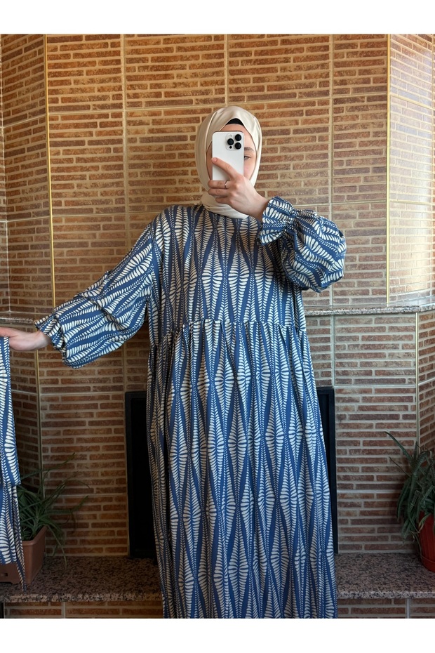 Leaf Patterned Viscose Dress - 2