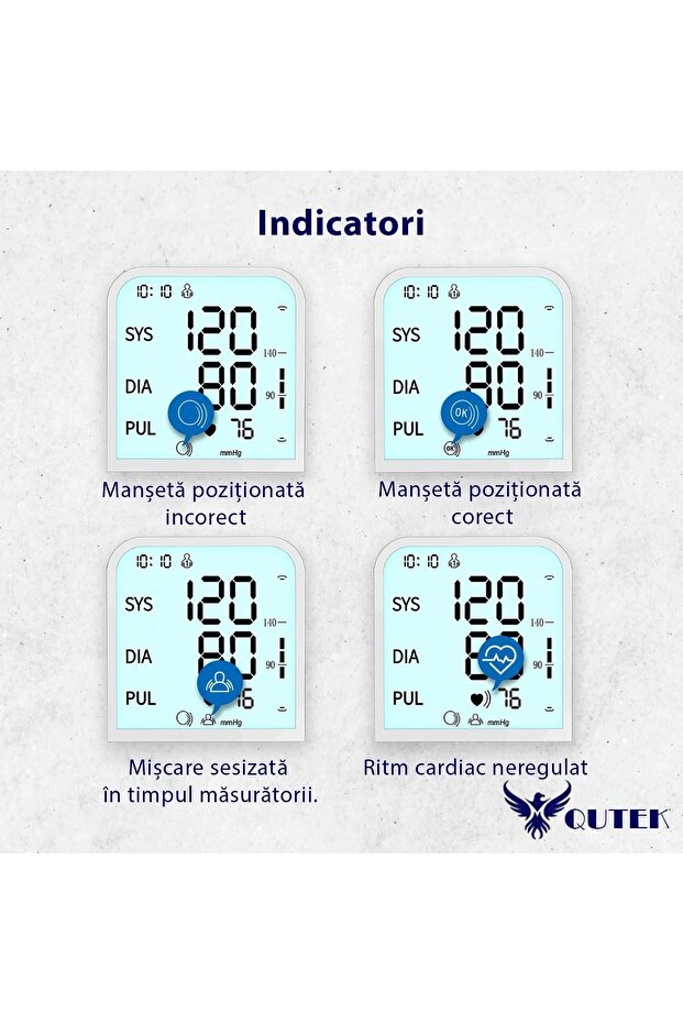 QUTEK™ Upper Arm Blood Pressure Monitor, LCD Display, Self-Measurement, Clinically Validated, Cuff 22-45cm - 2