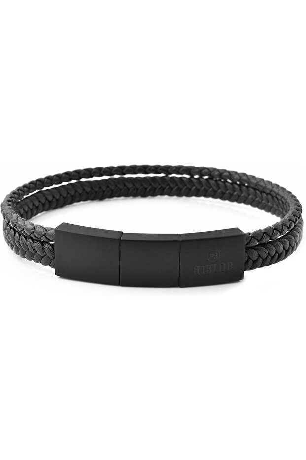 Bruno Leather Bracelet Black And Black
