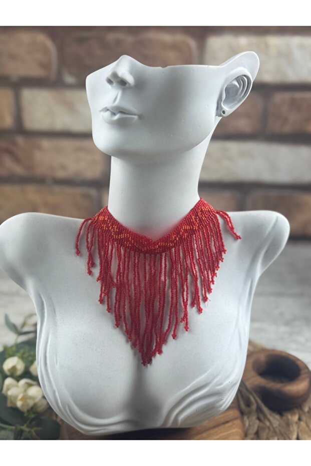 Kırmızı tasma model boyun kolye - 2