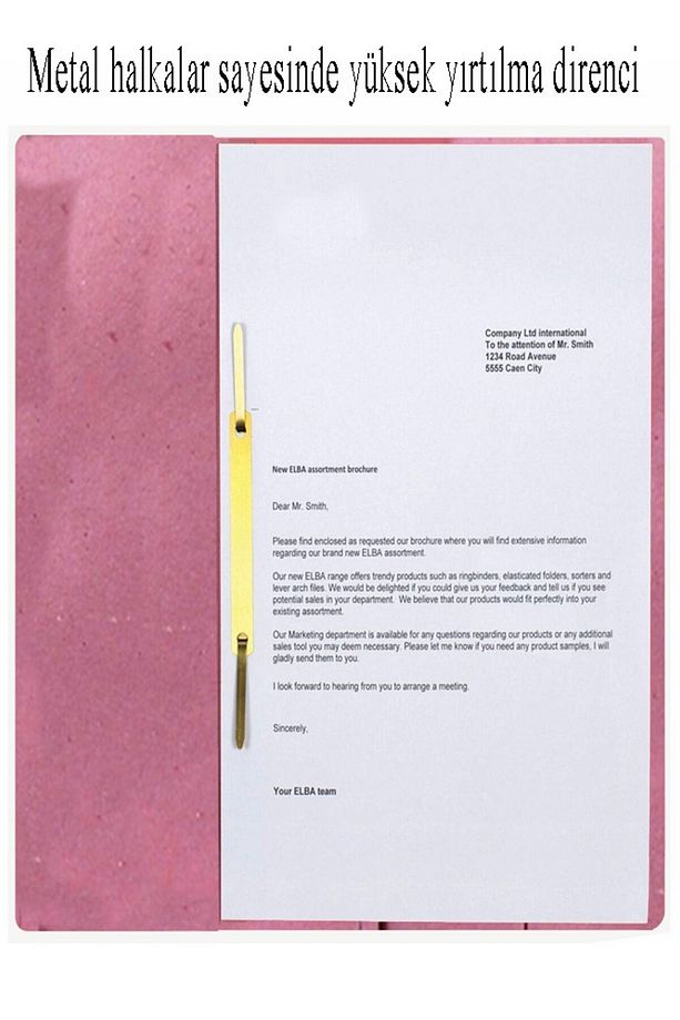 Yarım Kapak Telli Dosya Pembe Karton 5 Adet Karton Yarım Kapaklı Kapsüllü Dosya A4 Boy 24x32 cm Klas - 4