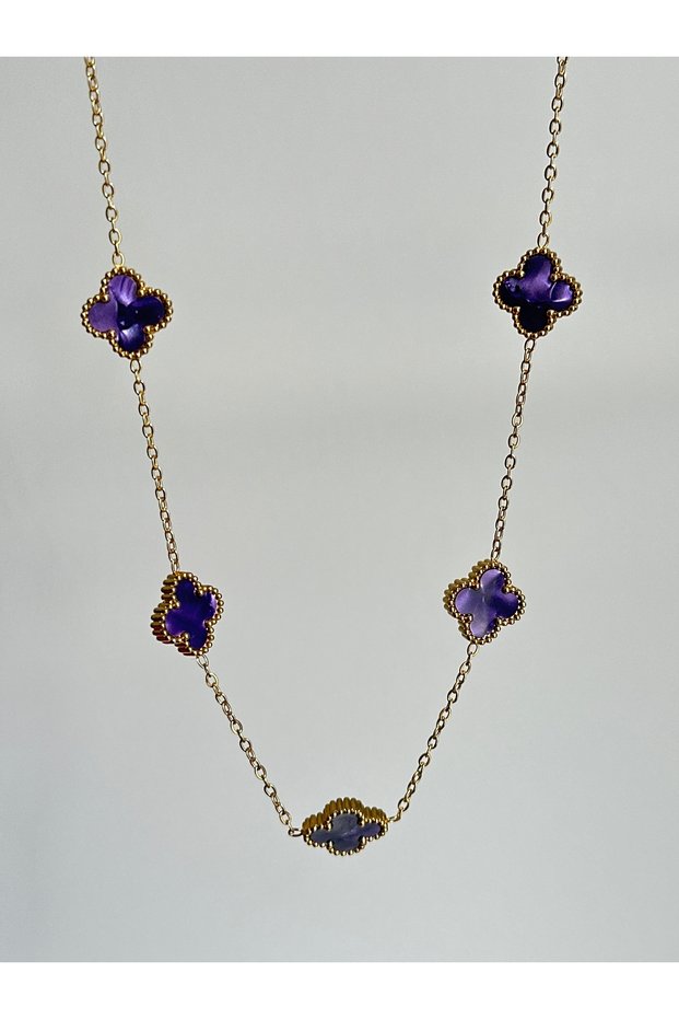 316L Steel Purple Pearlescent Gold Women's Necklace