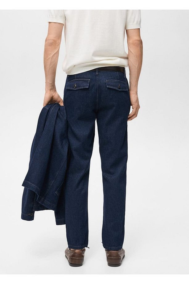 Regular kesim koyu yıkama jean pantolon - 4