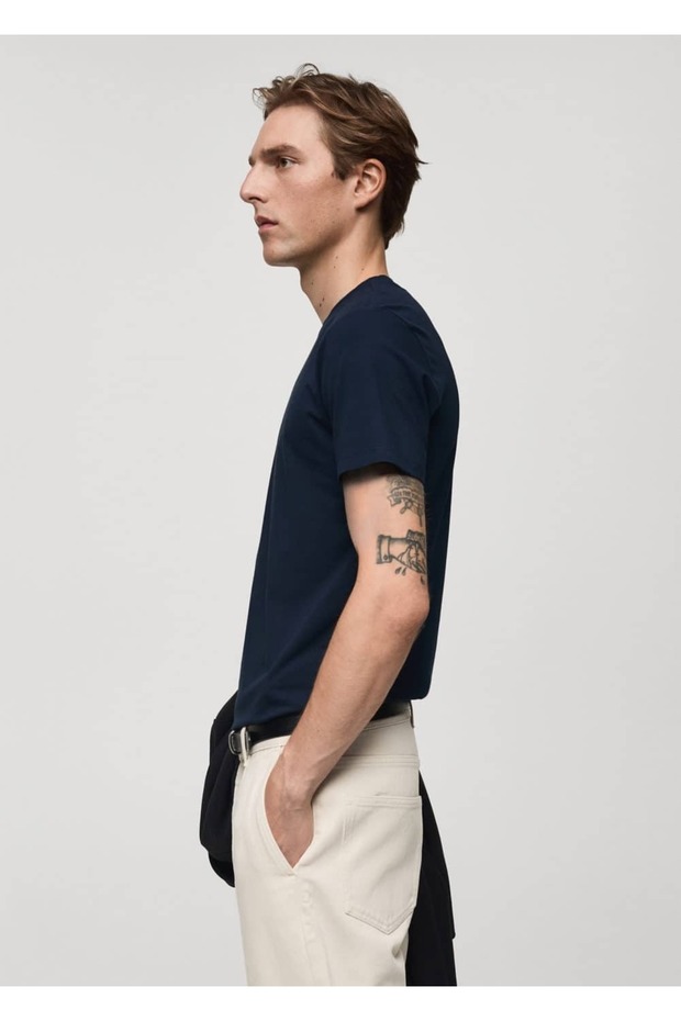 Pamuklu streç tişört - 5