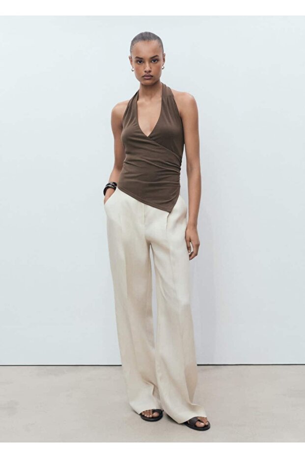 Halter yaka kruvaze bluz - 2