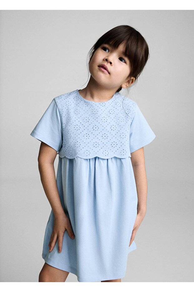 İşlemeli pamuklu elbise - 1