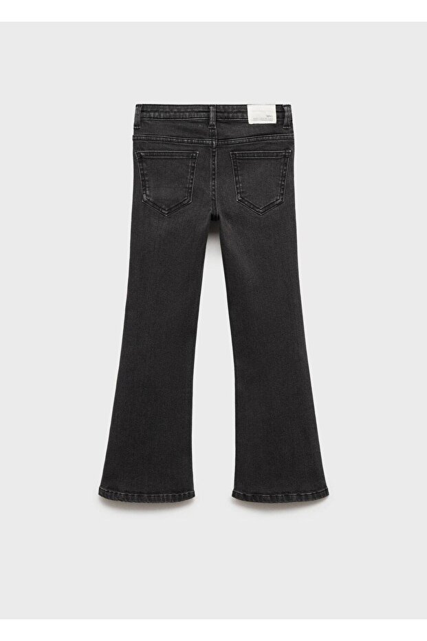 Düğmeli flared jean pantolon - 4