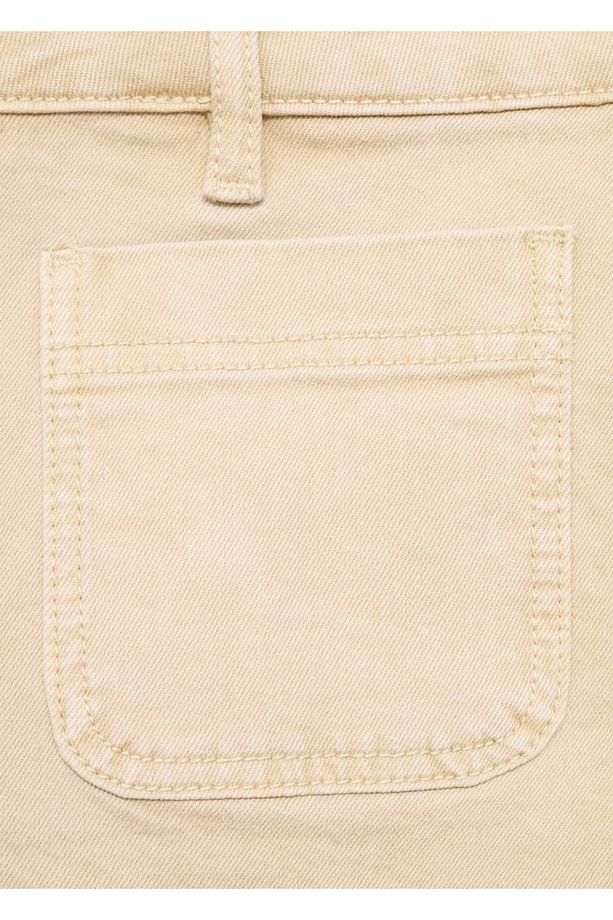 Yüksek Bel Cepli Denim Şort - 5