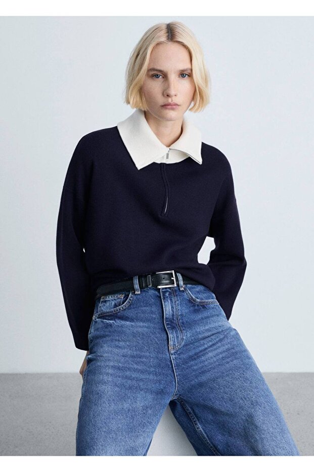 Contrast Collar Knitwear Sweater