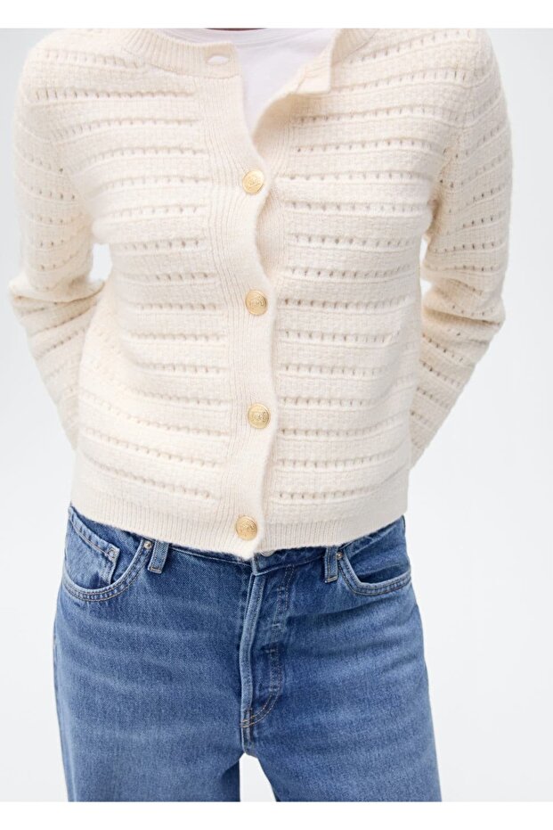 Ajur detaylı triko ceket - 7