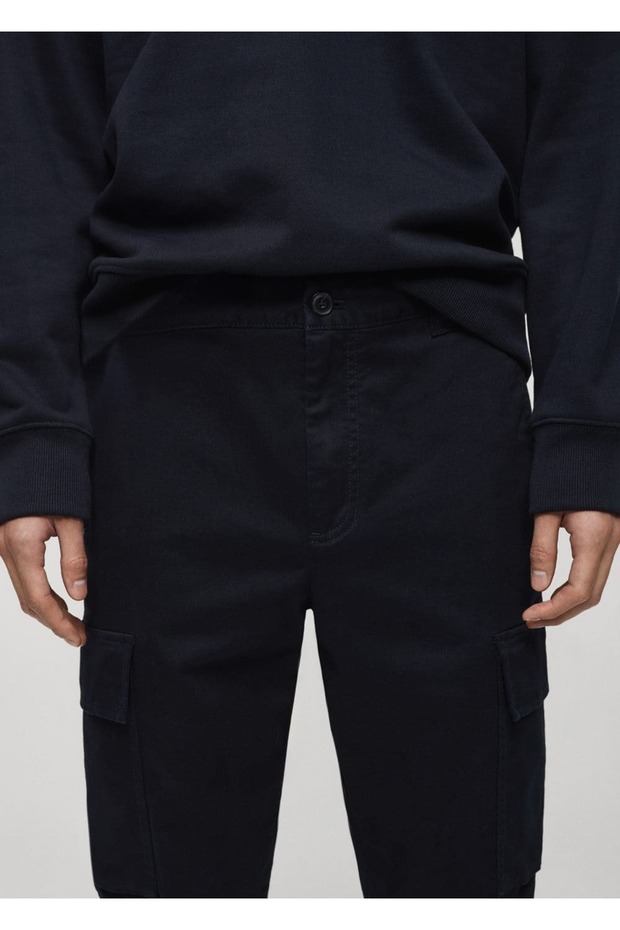 Regular kesim pamuklu kargo pantolon - 6