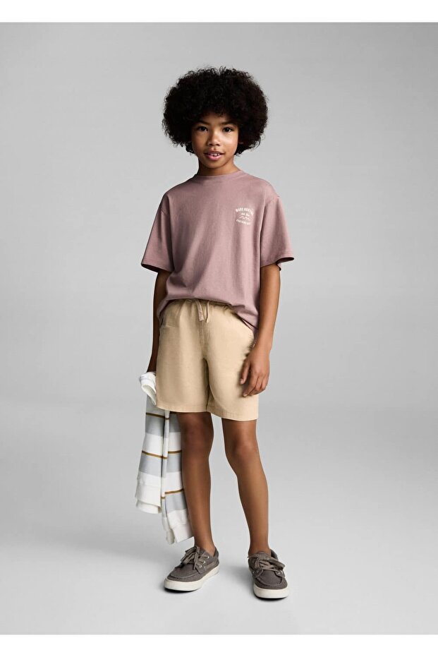 Beli elastik keten bermuda şort - 2