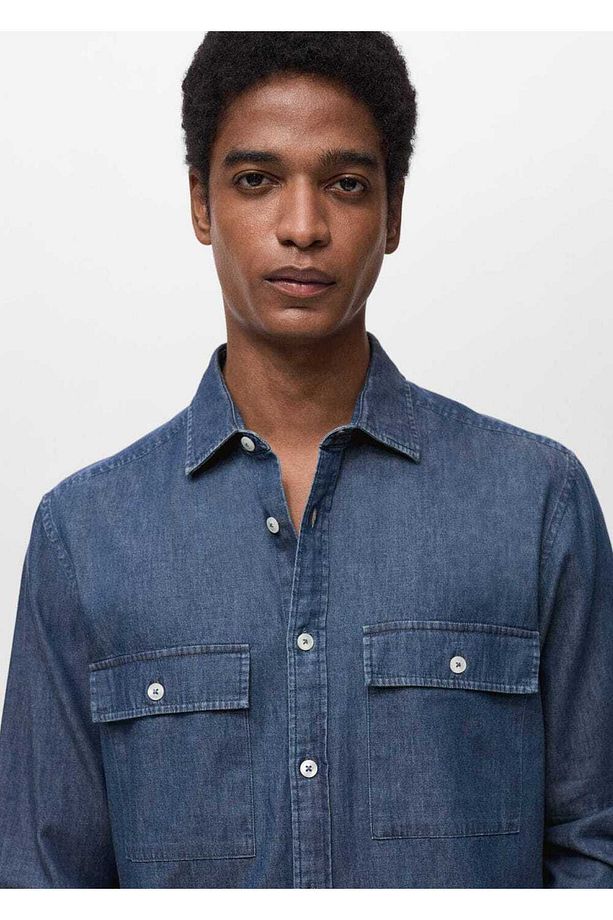 %100 pamuklu chambray gömlek - 8