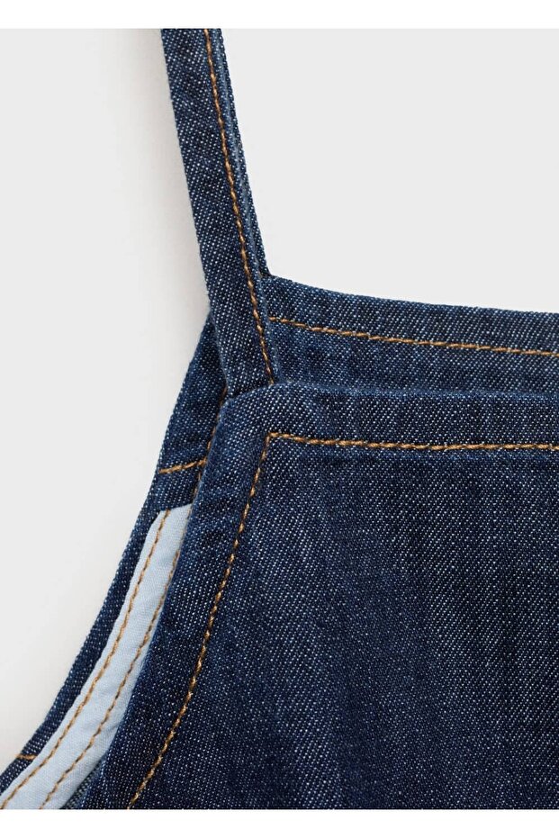 Düğmeli denim bluz - 5