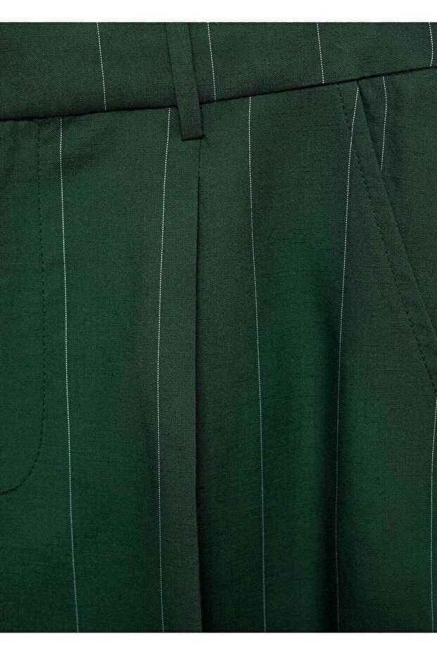 İnce çizgili kumaş pantolon - 5