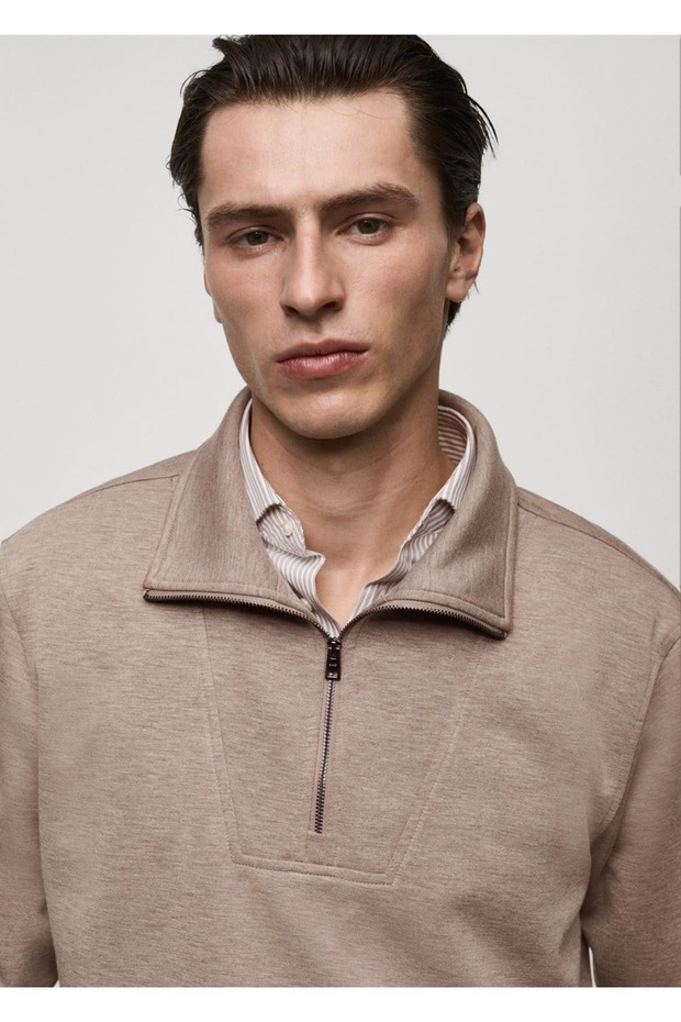 Regular kesim fermuarlı yaka sweatshirt - 6