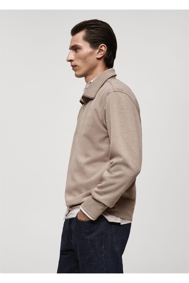 Regular kesim fermuarlı yaka sweatshirt - 5