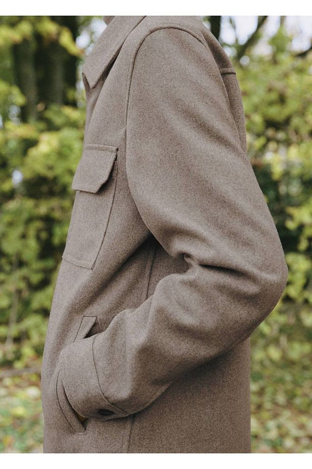 Flanel yün karışımlı gömlek ceket - 8