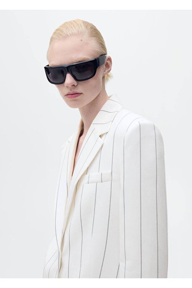 Çizgili kumaş blazer ceket - 6