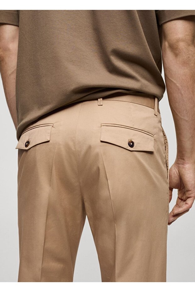 Regular kesim kalıplı pamuklu pantolon - 8