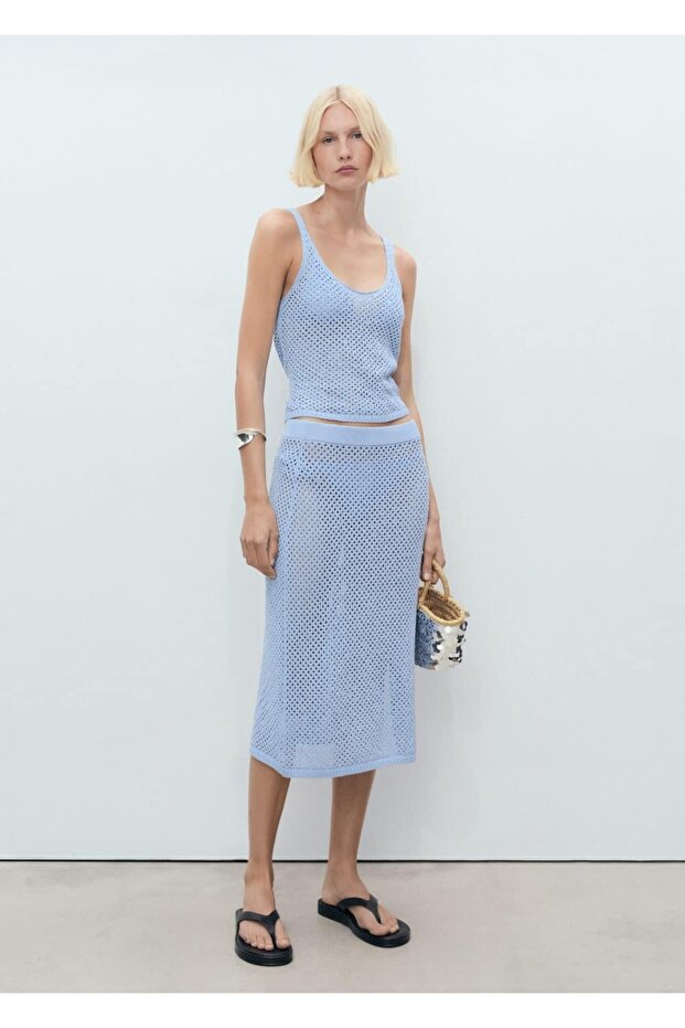 Stras detaylı triko etek - 2