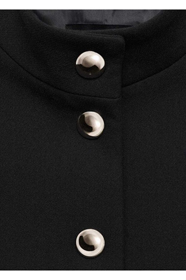 Mücevher düğmeli şerit yakalı ceket - 6