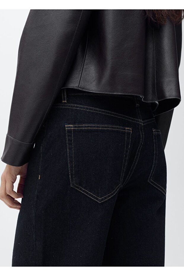 Wideleg Crop Dikişli Jean - 5