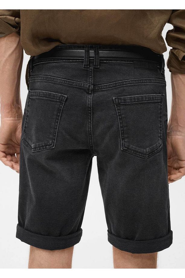 Slim fit kot bermuda şort - 7