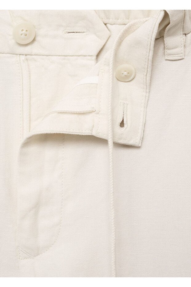 Keten Karışımı Elastik Belli Pantolon - 6