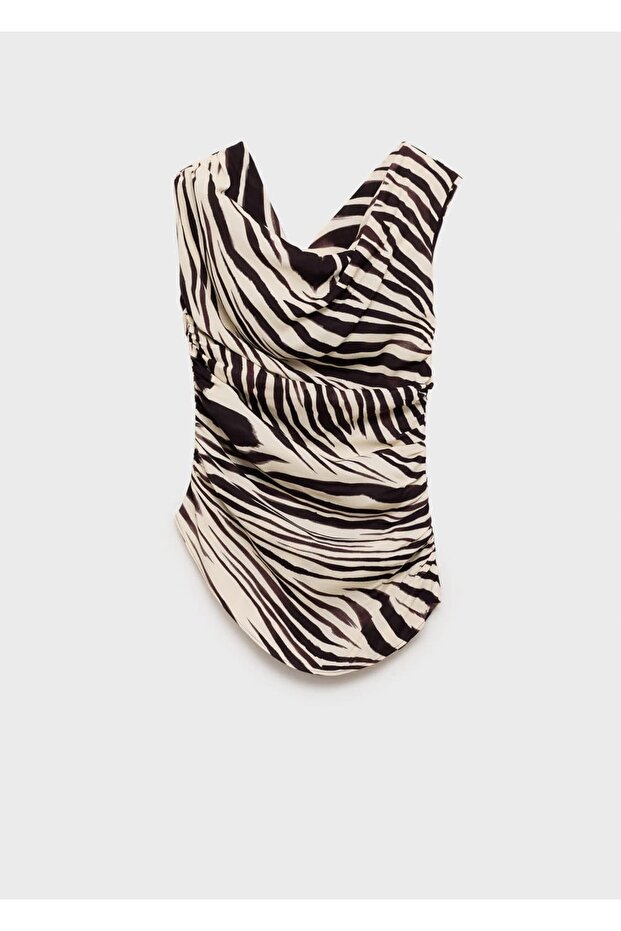 Zebra desenli drape bluz - 3