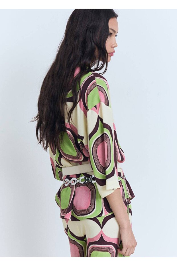 Geometrik desenli bluz - 4