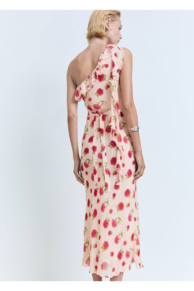 Çiçekli fırfırlı elbise - 4