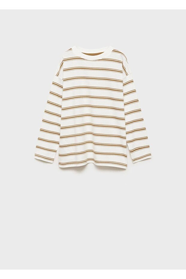 Çizgili oversize tişört - 3