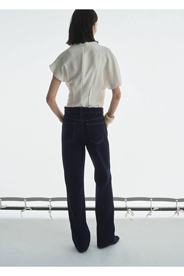 Yüksek bel düz kesim rinse wash jean - 4