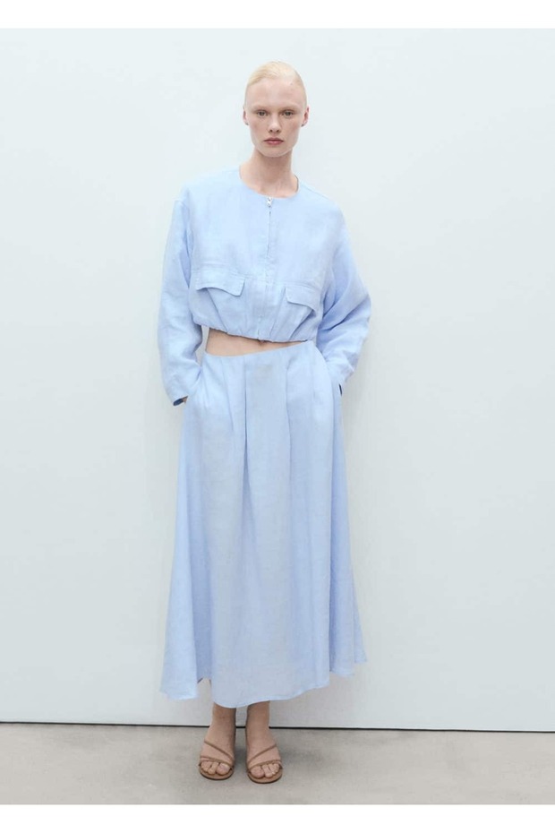 Cepli keten crop ceket - 2