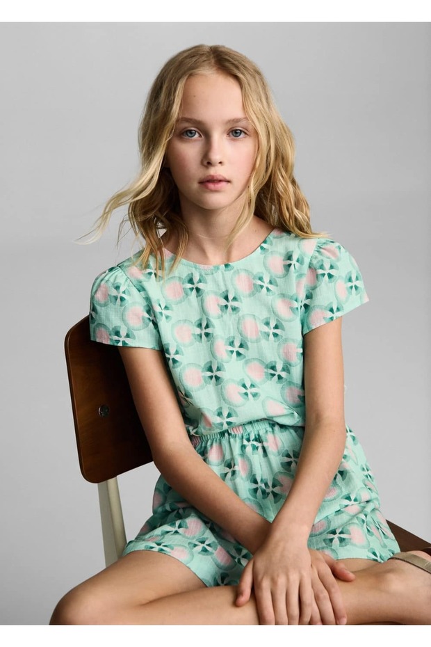 Desenli şort tulum - 5