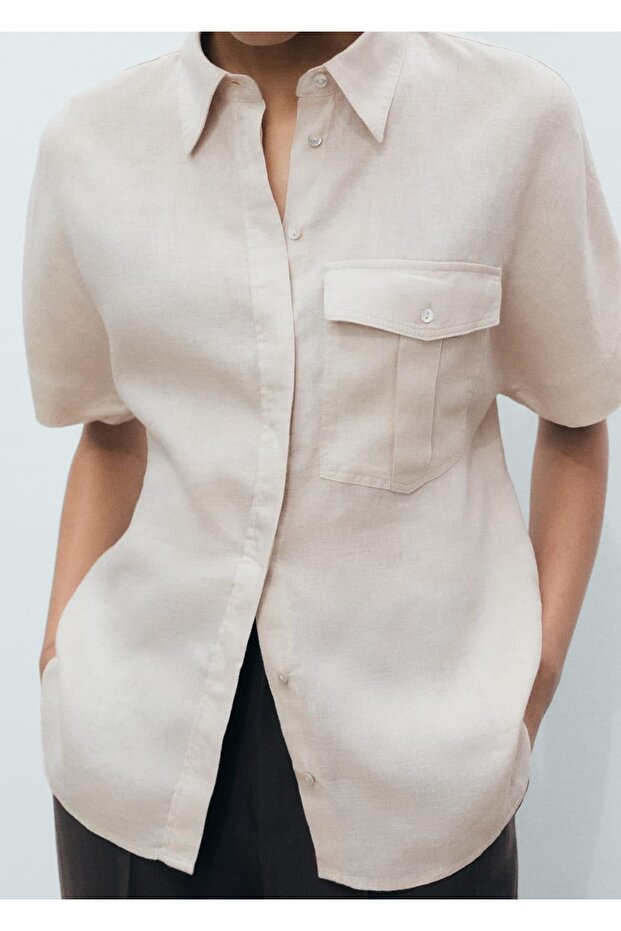 Cepli keten gömlek - 1