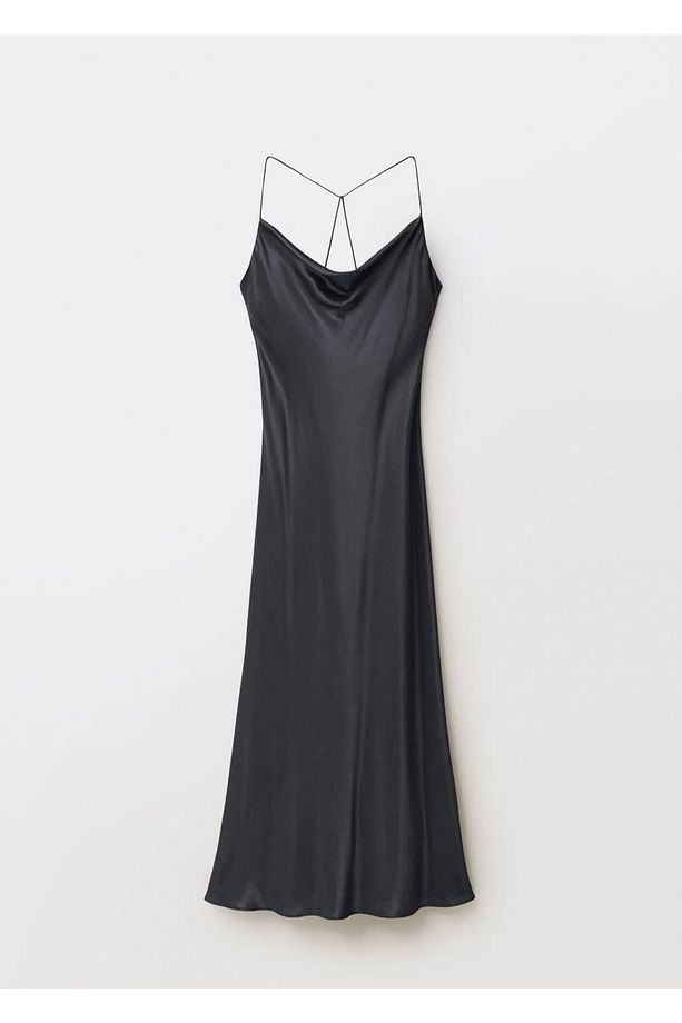 Drape yakalı ipek elbise - 3