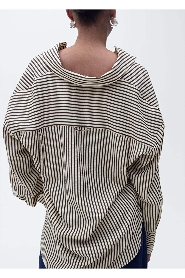 Çizgili dokuma gömlek - 7