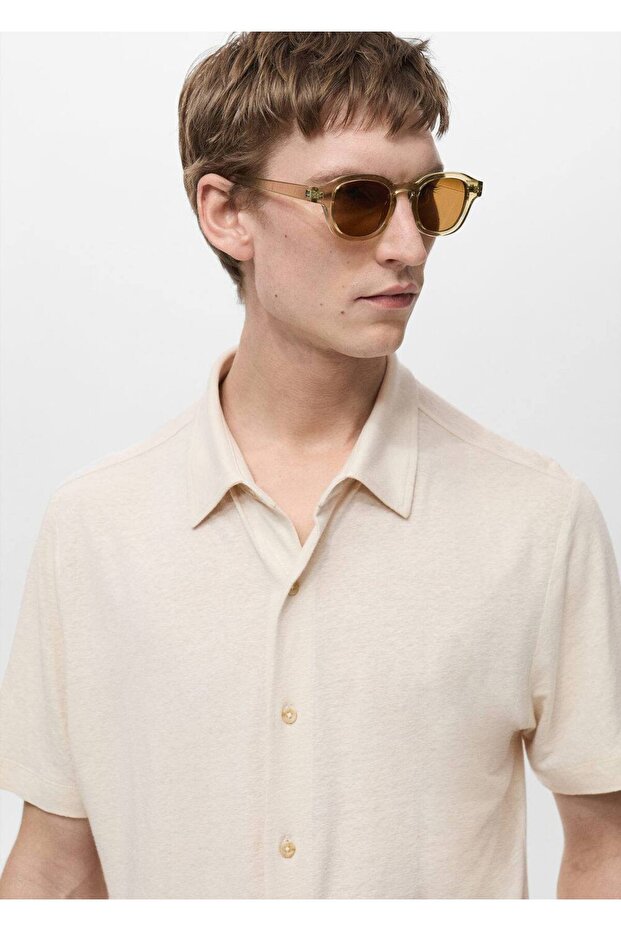 Regular fit keten gömlek - 8