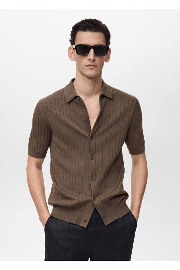 Çizgili kalıplı gömlek - 1