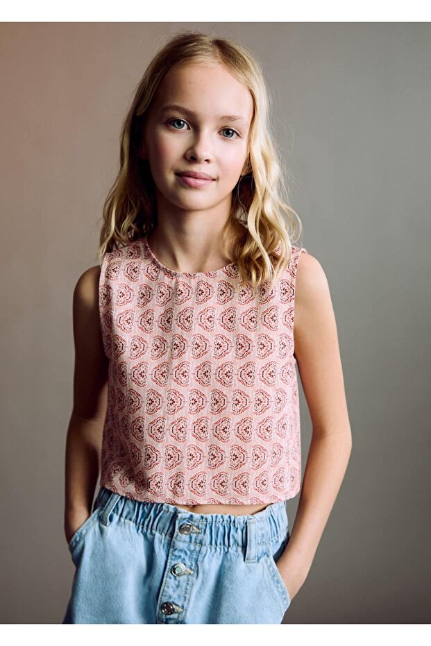 Gemusterte Knopfbluse - 1